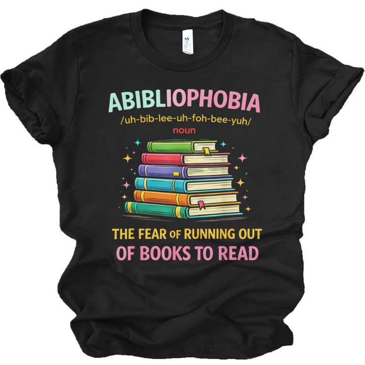 Abibliophobia Book Lovers Graphic Unisex Jersey T-Shirt