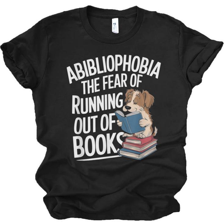 Abibliophobia Dog Book Lover Library Unisex Jersey T-Shirt