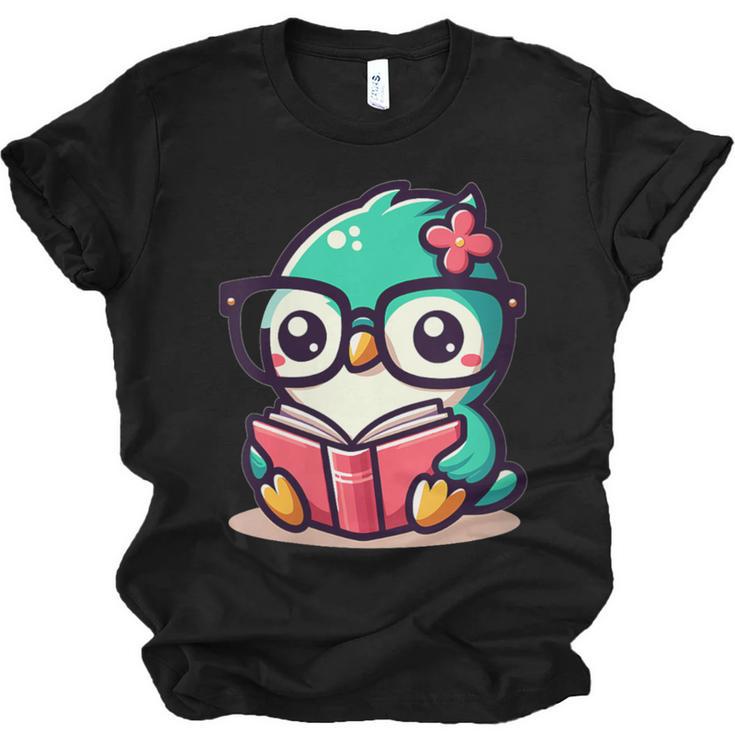 Adorable Book Lover Humming Bird With Reading Glasses Cute Unisex Jersey T-Shirt