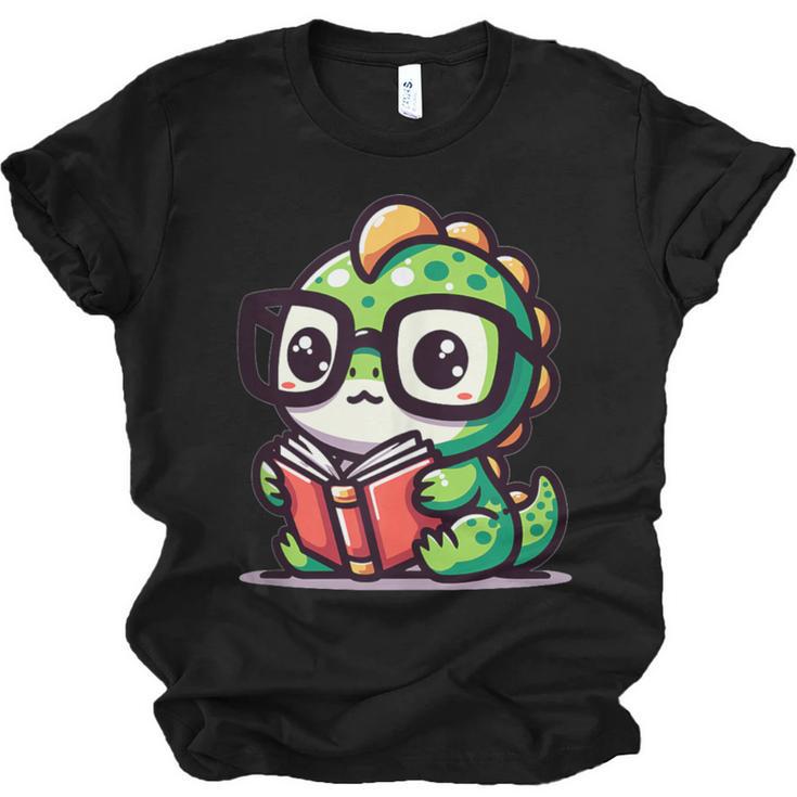 Adorable Book Lover Iguana With Reading Glasses Cute Unisex Jersey T-Shirt