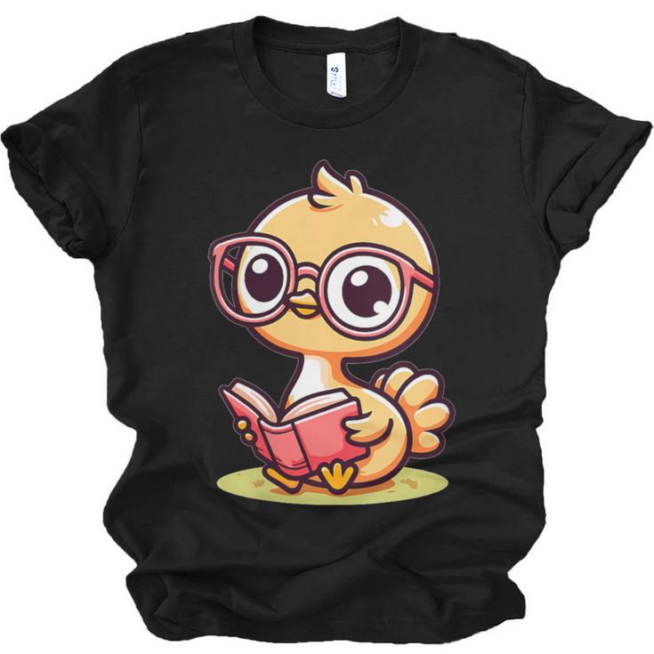 Adorable Book Lover Ostrich With Reading Glasses Cute Unisex Jersey T-Shirt