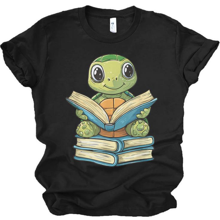 Adorable Turtle Reading Books Unisex Jersey T-Shirt