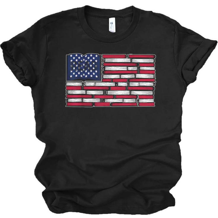 America US Flag Books Library Reading For Book Lover Reader Unisex Jersey T-Shirt