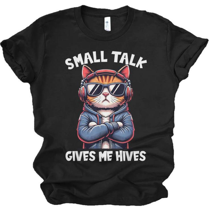 Anti Social Anxiety Mindfulness No Small Talk Introvert Cat Men Women Unisex Jersey T-Shirt
