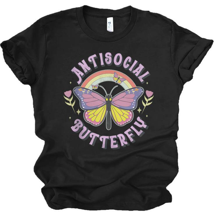 Antisocial Butterfly Groovy t For Introvert Men Women Girls Unisex Jersey T-Shirt