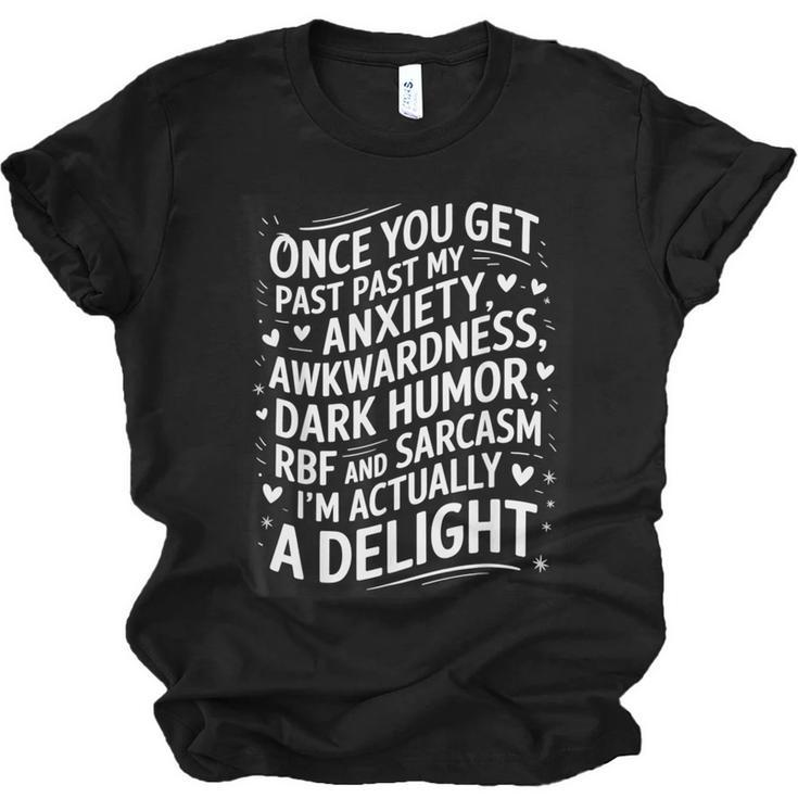 Anxiety Awkward Dark Humor Quote Introverts Sarcastic Unisex Jersey T-Shirt