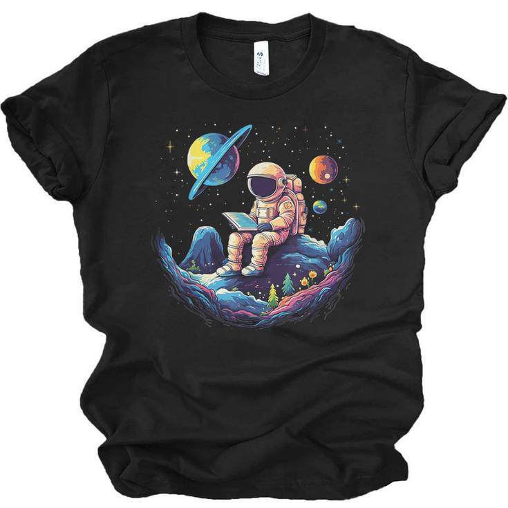 Astronaut Reading Book In Space Books Lover Bookworm Unisex Jersey T-Shirt