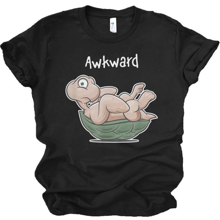 Awkward Turtle Upside Down Witty Comical Introvert Unisex Jersey T-Shirt