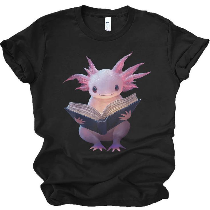 Axolotl Bookworm Reading Book Kawaii Graphic Unisex Jersey T-Shirt