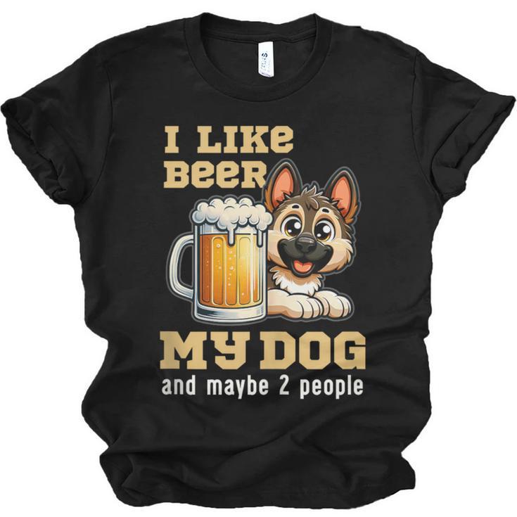 I Like Beer My Dog And Maybe 2 People Introvert Pun Unisex Jersey T-Shirt