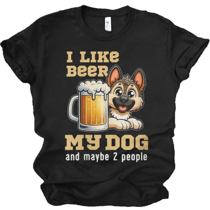 I Like Beer My Dog And Maybe 2 People Introvert Pun Unisex Jersey T-Shirt