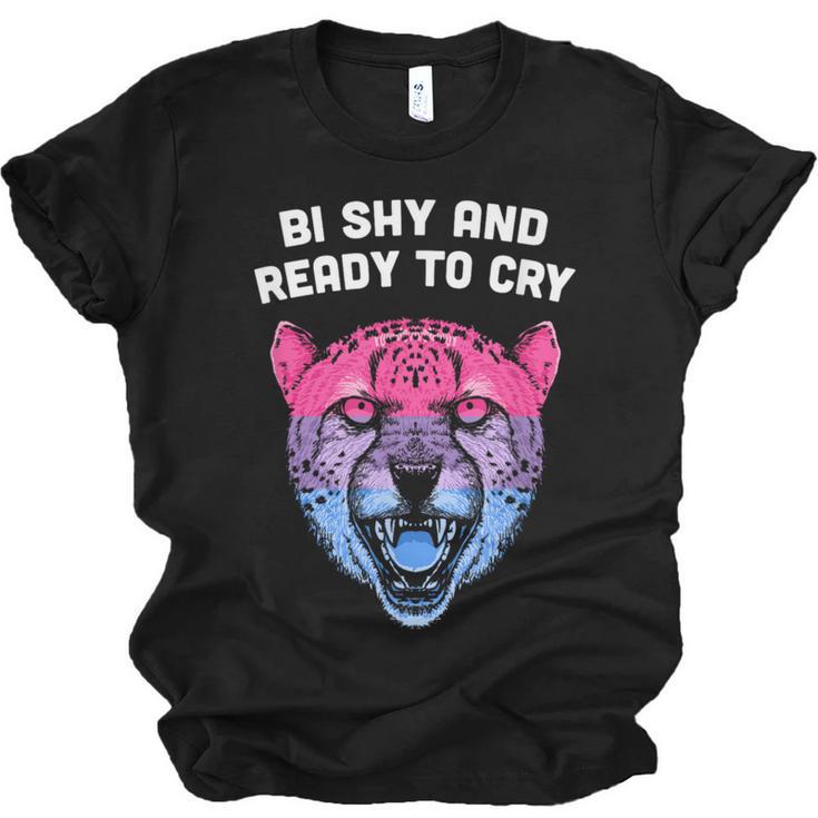 Bi Shy And Ready To Cry Bisexual Introvert Bi Pride Unisex Jersey T-Shirt