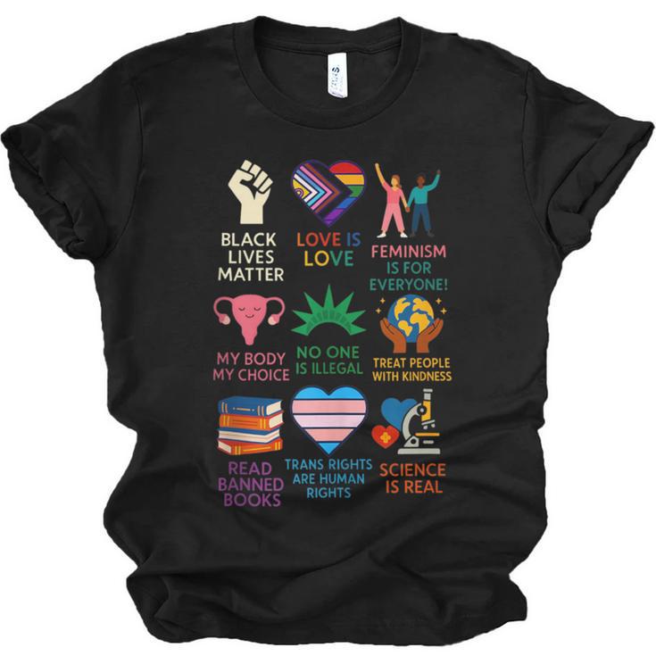 BLM Human Rights Feminism Trans Science Books LGBTQ Kindness Unisex Jersey T-Shirt
