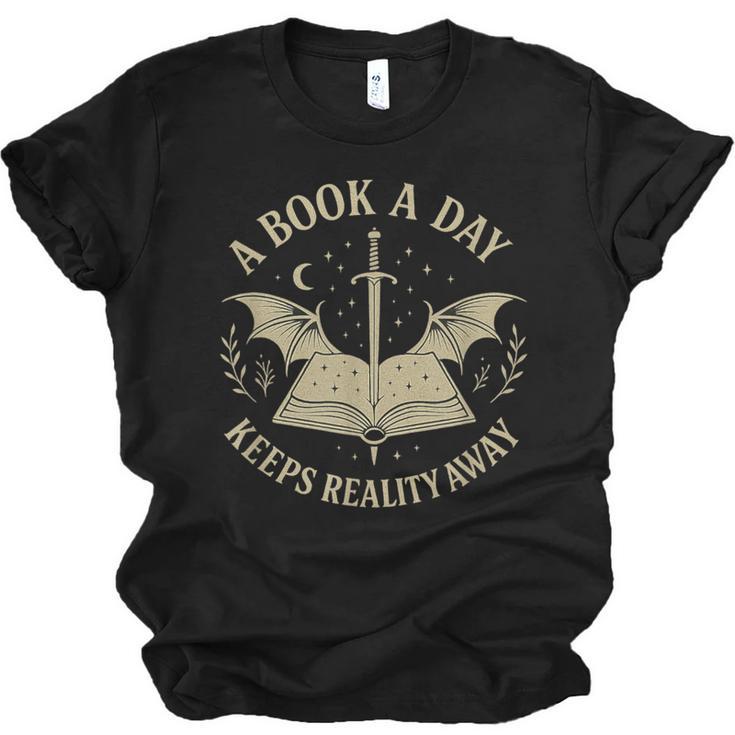 A Book A Day Keeps Reality Away Reading Escape Quote Unisex Jersey T-Shirt