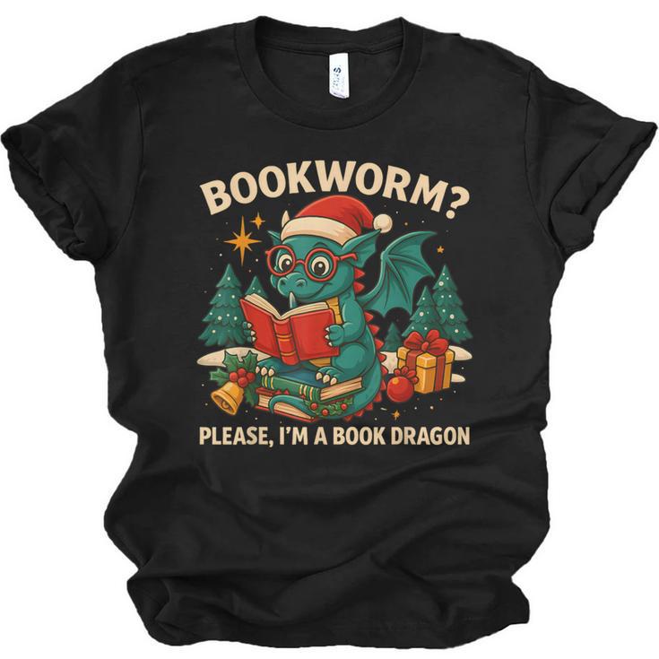 Book Dragon Christmas Reading For Fantasy Lovers Unisex Jersey T-Shirt