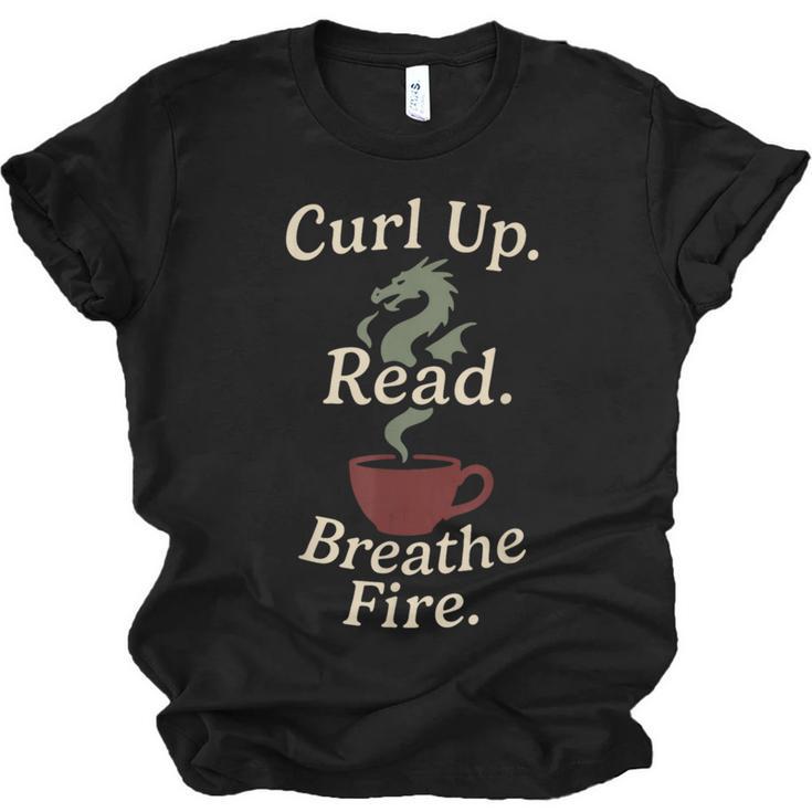 Book Dragon Fantasy Reader Cozy Reading Book Lover Dragon Unisex Jersey T-Shirt
