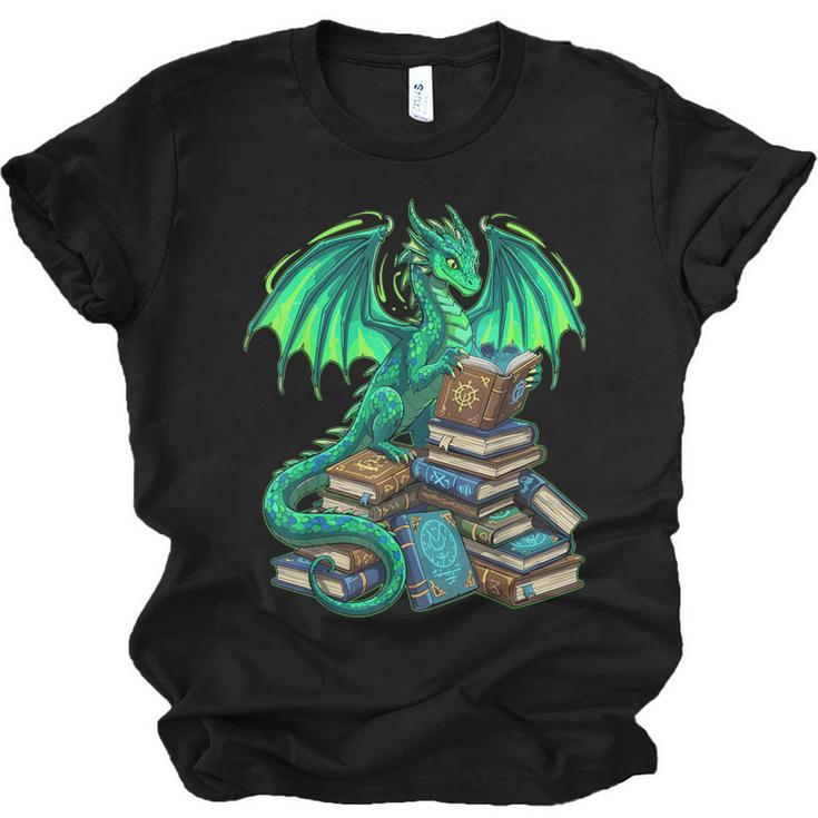 Book Dragon Reading Fantasy Unisex Jersey T-Shirt