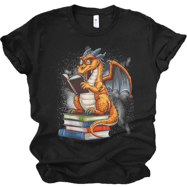 Book Dragon Reading Book Lover Unisex Jersey T-Shirt