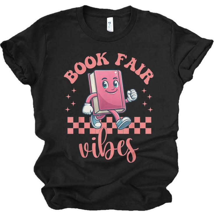 Book Fair Vibes School Librarian Retro 70s Reading Bookworm Unisex Jersey T-Shirt
