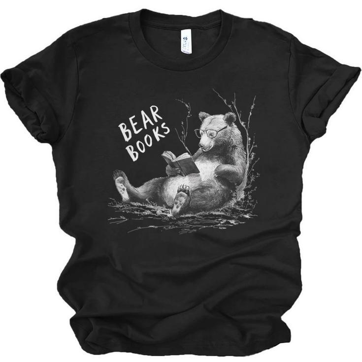 Book Lover Bear Cozy Reading Bear Graphic Bear Books Unisex Jersey T-Shirt