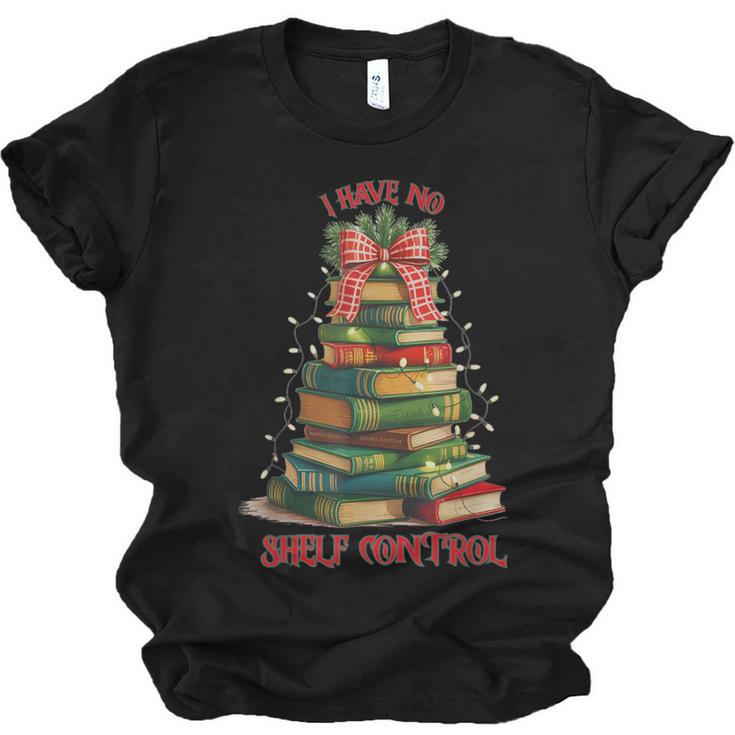 Book Lover Christmas Tree I Have No Shelf Control Unisex Jersey T-Shirt