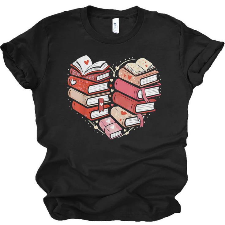 Book Lover Heart Shape Reading Librarian Valentine Men Women Unisex Jersey T-Shirt