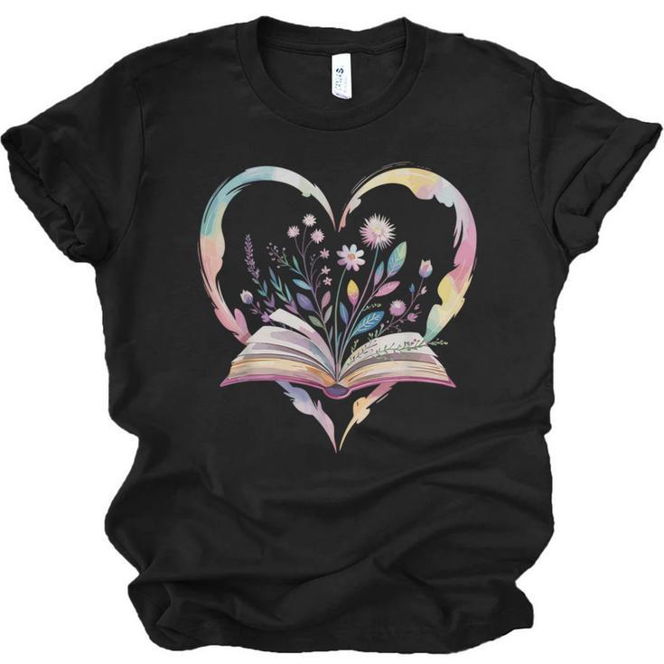 Book Lover Heart Shaped Reading Art Bookworm Unisex Jersey T-Shirt
