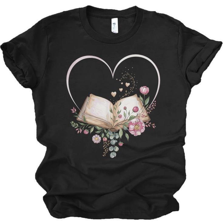 Book Lover Heart Shaped Reading Art Librarian Unisex Jersey T-Shirt