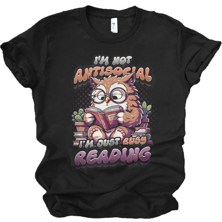 Book Lover Owl Reading Books Introvert Bookworm Unisex Jersey T-Shirt
