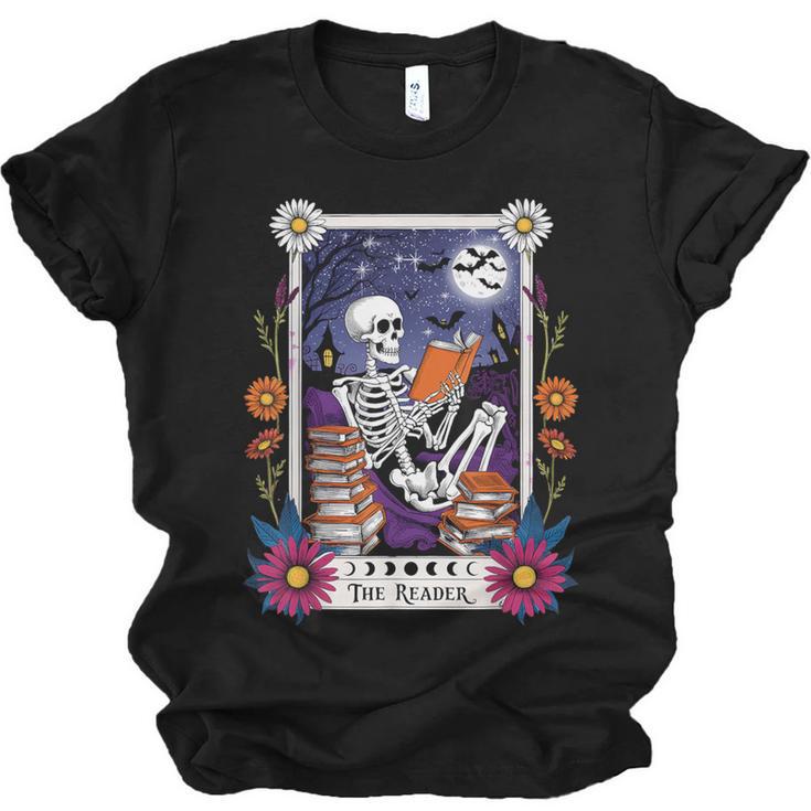 Book Lover Tarot Card The Reader Mystic Skeleton Unisex Jersey T-Shirt
