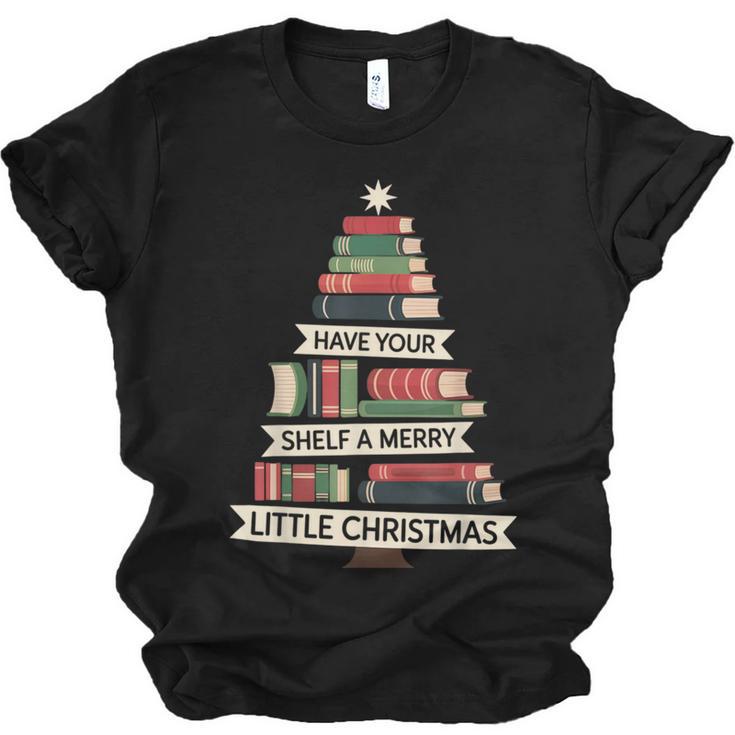 Book Merry Little Christmas Tree Holiday Unisex Jersey T-Shirt