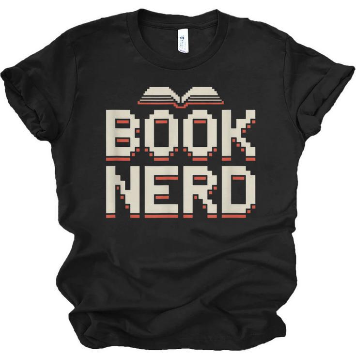 Book Nerd Retro Pixel Reading Librarian Aesthetic Unisex Jersey T-Shirt