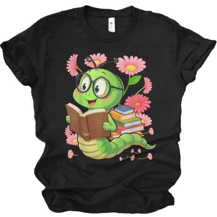Book Worm Costume World Book Day Cute Kawaii Worm Reading Unisex Jersey T-Shirt