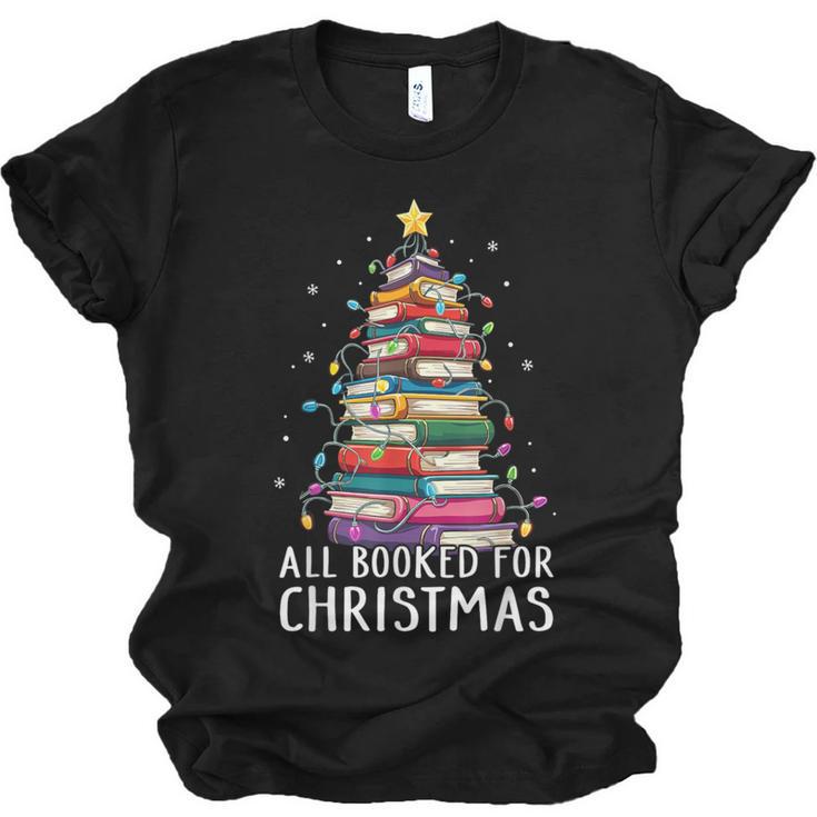 All Booked For Christmas Book Christmas Tree Lights Unisex Jersey T-Shirt