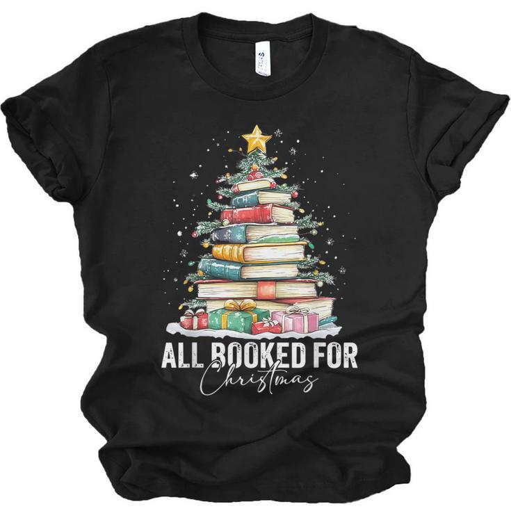 All Booked For Christmas Coquette Books Teacher Xmas Tree Unisex Jersey T-Shirt