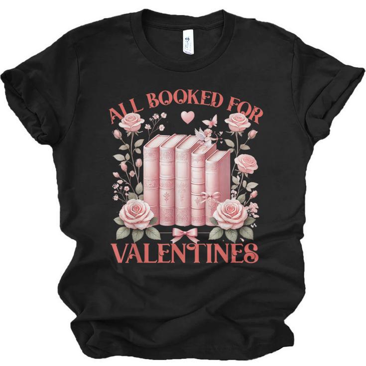 All Booked For Valentines Shirt Romantic Cupid Roses Books Unisex Jersey T-Shirt
