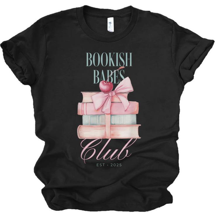 Bookish Babes Club Cute Pink Book Stack With Bow Unisex Jersey T-Shirt