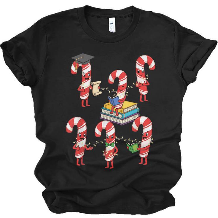 Bookmas Christmas Books Shirt Candy Cane Bookworm Unisex Jersey T-Shirt