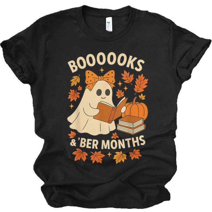 Books And BER Months Fall Librarian Reading Halloween Unisex Jersey T-Shirt