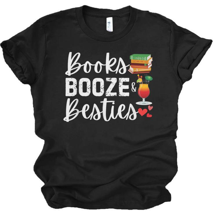 Books Booze And Besties Book Lover Bestie Squad Twinning Unisex Jersey T-Shirt