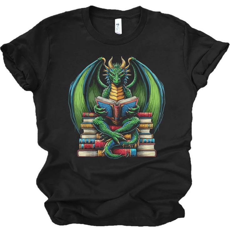 Books Dragon Reading Book Unisex Jersey T-Shirt