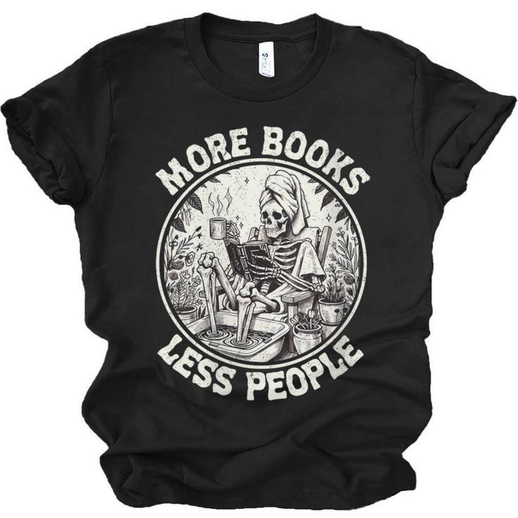 More Books Less People Introvert Skeleton Reading Unisex Jersey T-Shirt