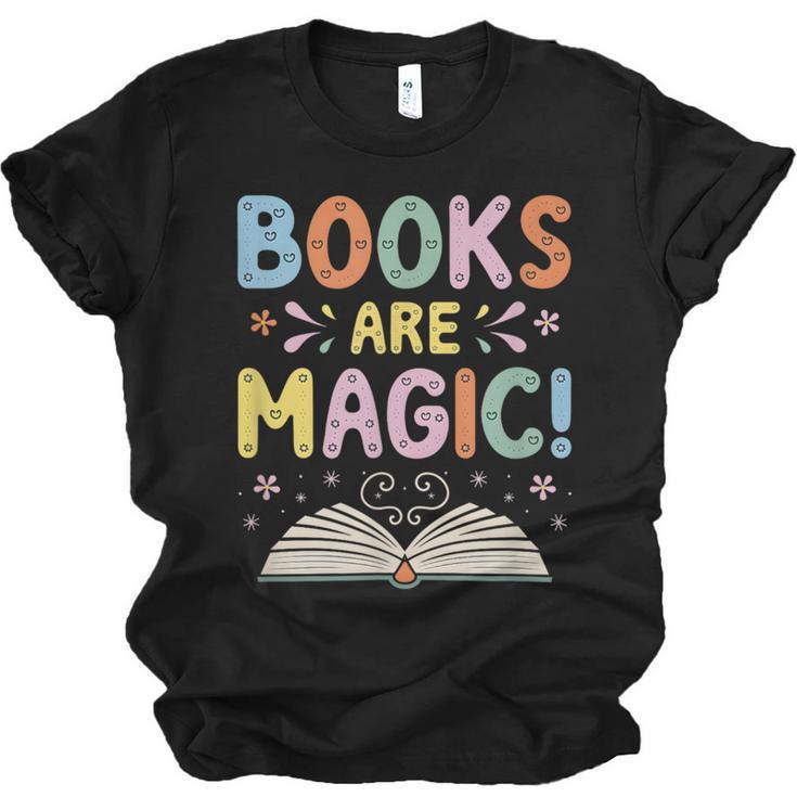 Books Are Magic Whimsical Retro Bookworm Unisex Jersey T-Shirt