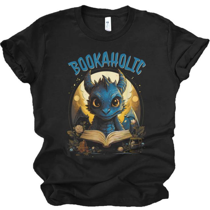 Books Quote Bookaholic Dragon Bookish Reading Unisex Jersey T-Shirt