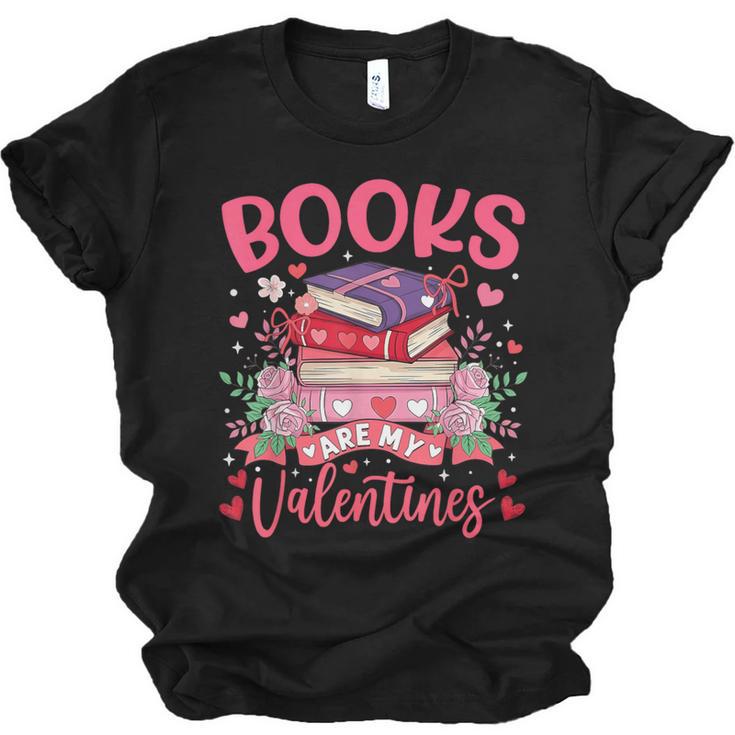 Books Are My Valentine Coquette Bow Book Flower Girl Women Unisex Jersey T-Shirt