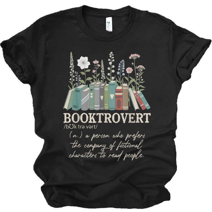 Booktrovert Definition Floral Books Reading Teacher Library Unisex Jersey T-Shirt