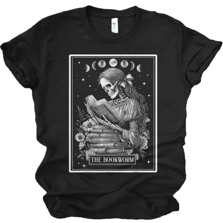 The Bookworm Book Reader Reading Tarot Card Witchy Moon Unisex Jersey T-Shirt