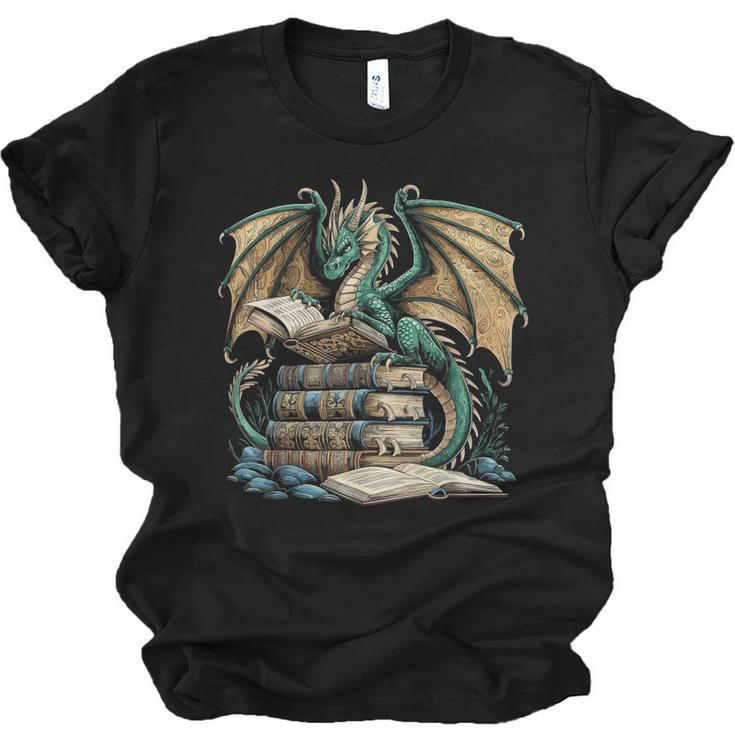 Bookworm Dragons Reading Book Dragons And Books Unisex Jersey T-Shirt