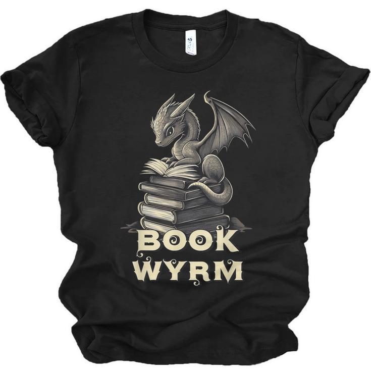 Bookwyrm Dragon Fantasy Bookish Fairytale Book Lover Unisex Jersey T-Shirt
