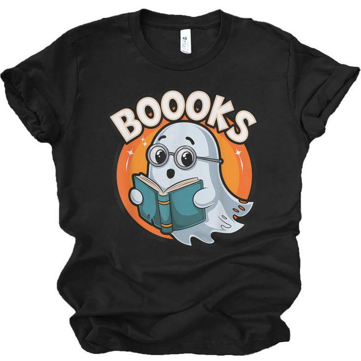 BOOOKS Cute Ghost Reading Books  Halloween Unisex Jersey T-Shirt